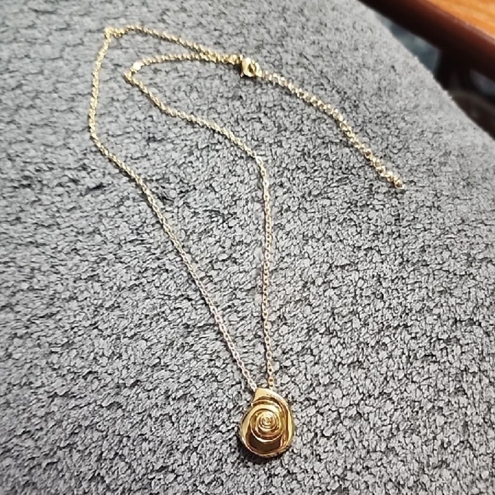 Gold Toned Spiral Pendant Necklace - Picture 3 of 3